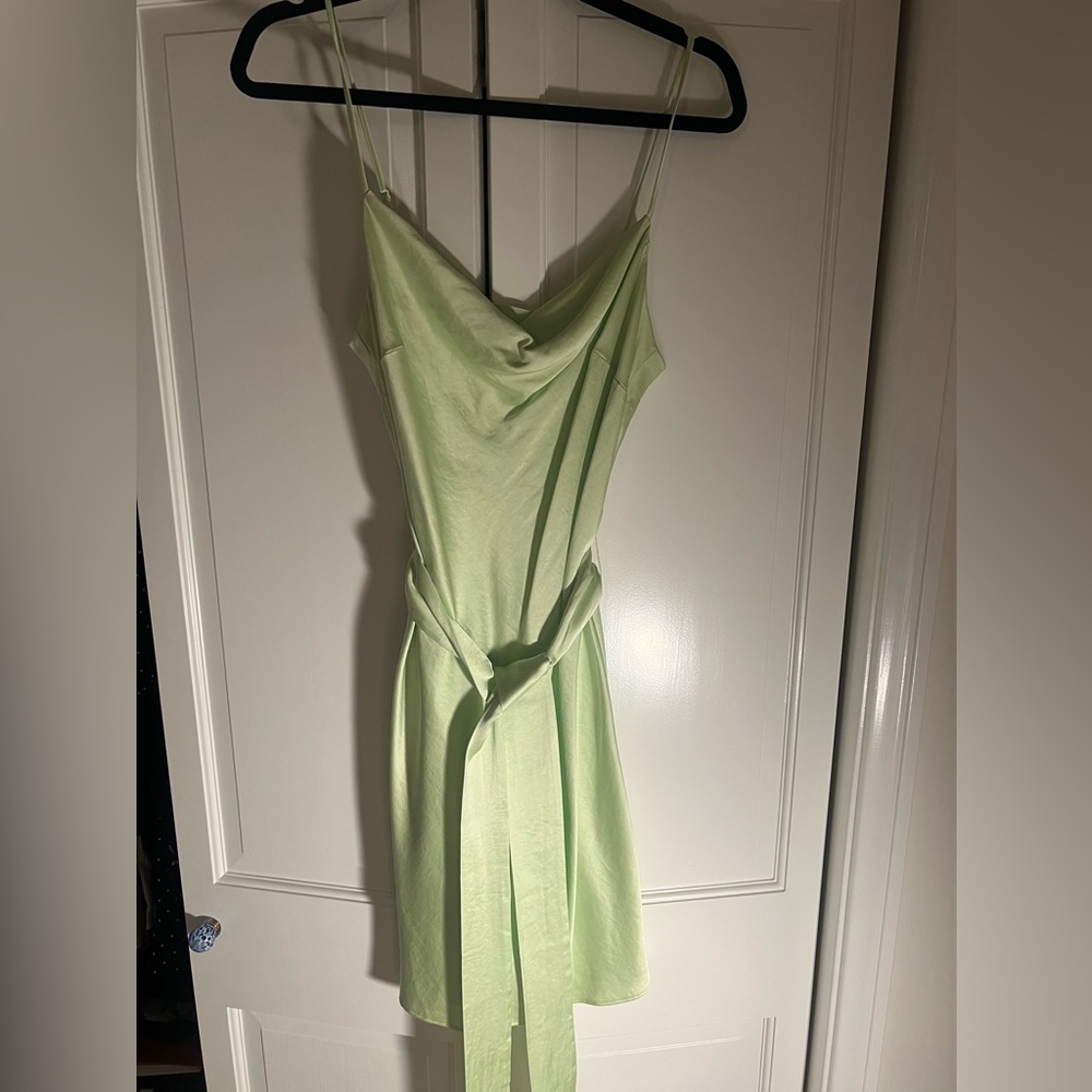 Lime green satin dress